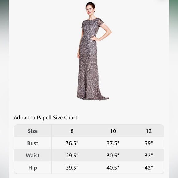 Adrianna Papell Women's Short-Sleeve All Over Sequin Gown in Gray - Picture 8 of 8